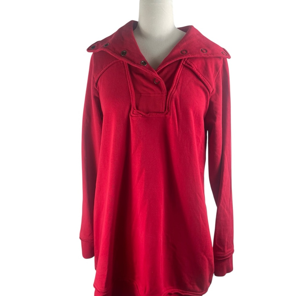 Soft surroundings red vintage wash pull over fleece‎ sweatshirt top, Size Small